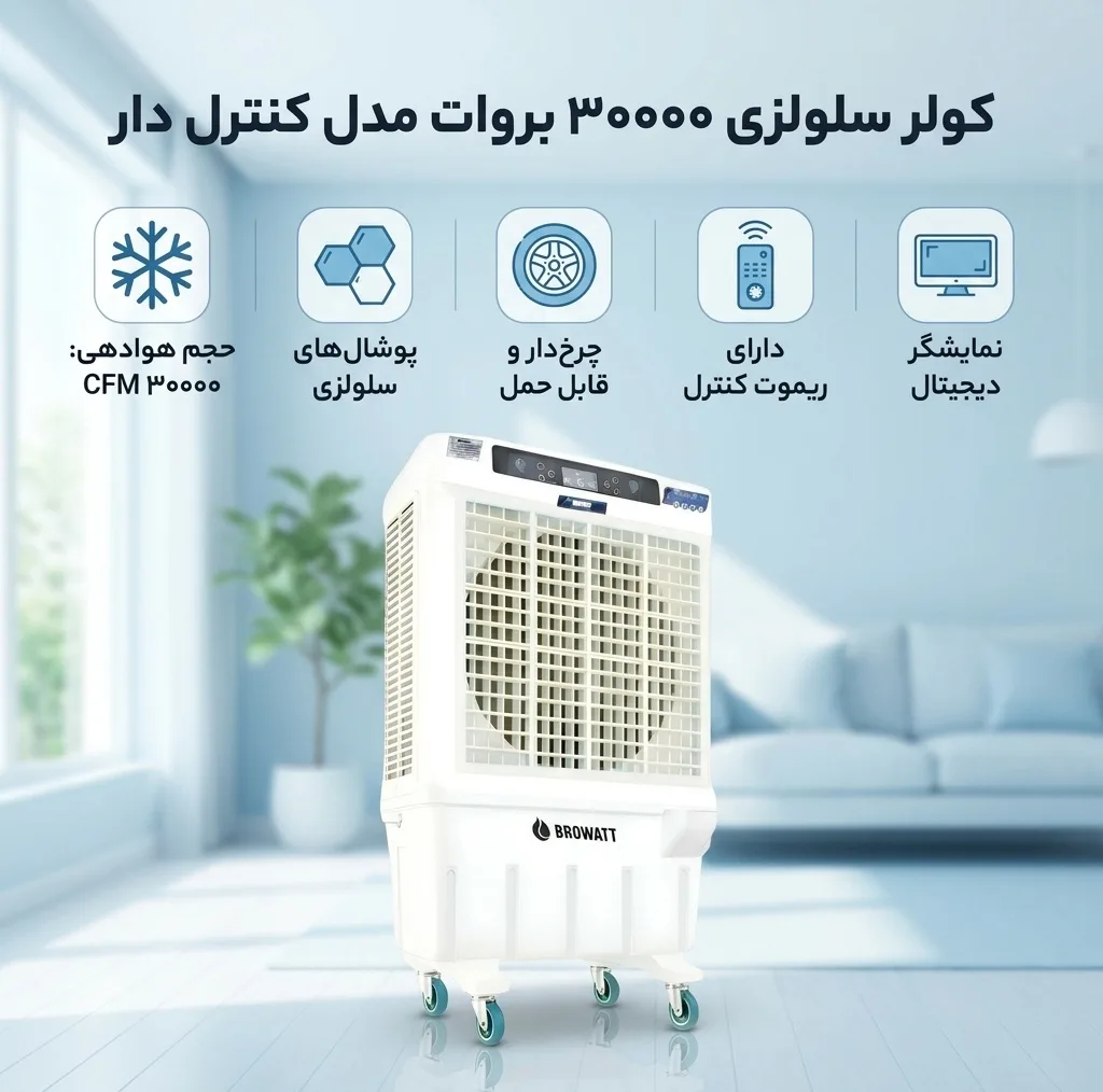 کولر سلولزی 30000 بروات مدل کنترل دار