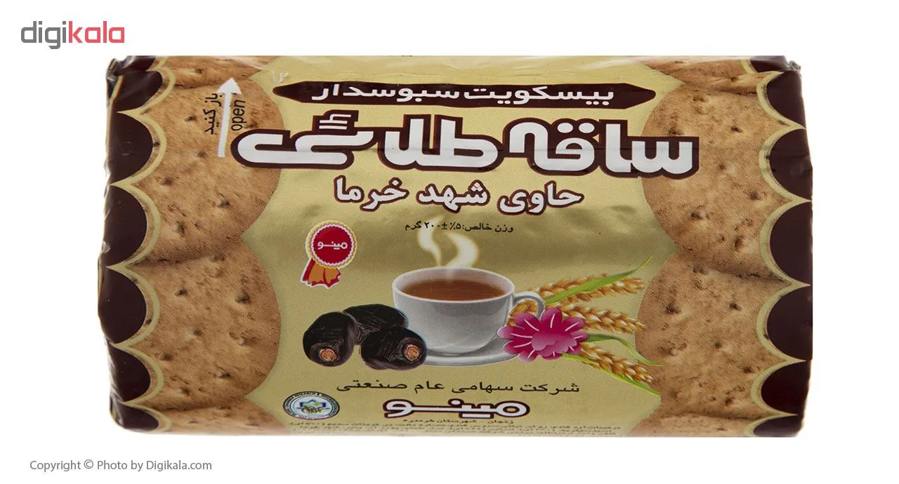 بیسکوئیت ساقه طلایی حاوی شهد خرما مینو - 200 گرم