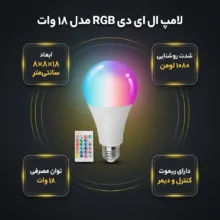لامپ ال ای دی 18 وات مدل RGB پایه E27