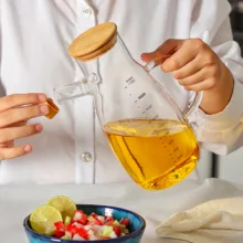ظرف روغن مدل پیرکس خمره ای A1 در چوبی کد 002