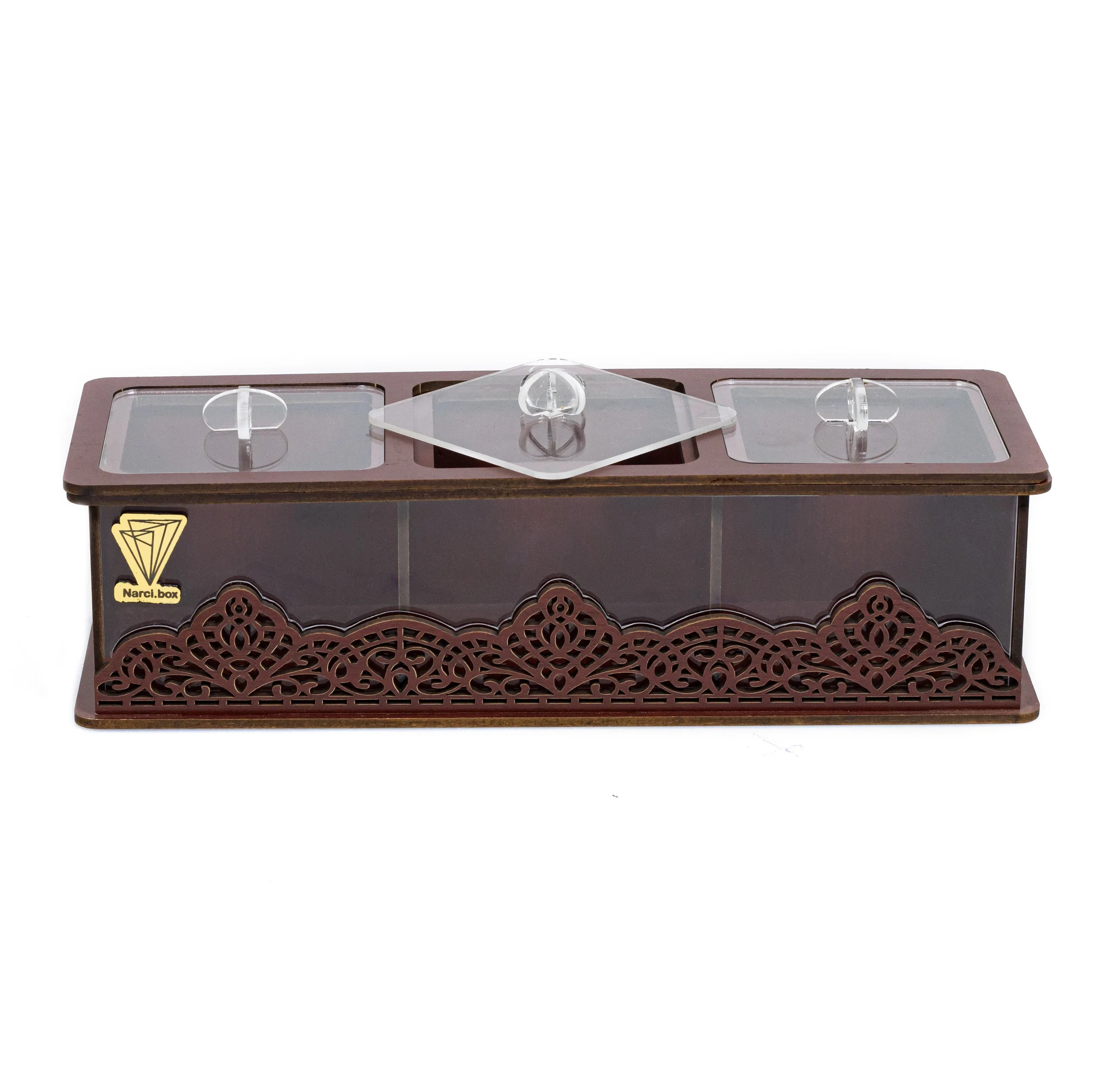 جعبه پذیرایی 3 خانه نارسی کد 03، مدل لوکسی، جنس MDF