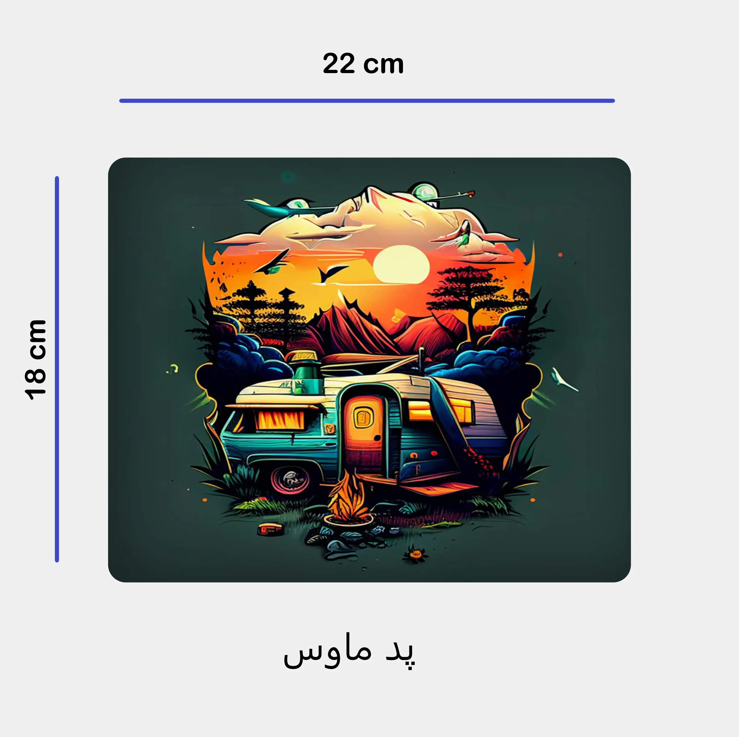 ست ماگ زیر لیوانی و پد ماوس مدل کمپ کد 77