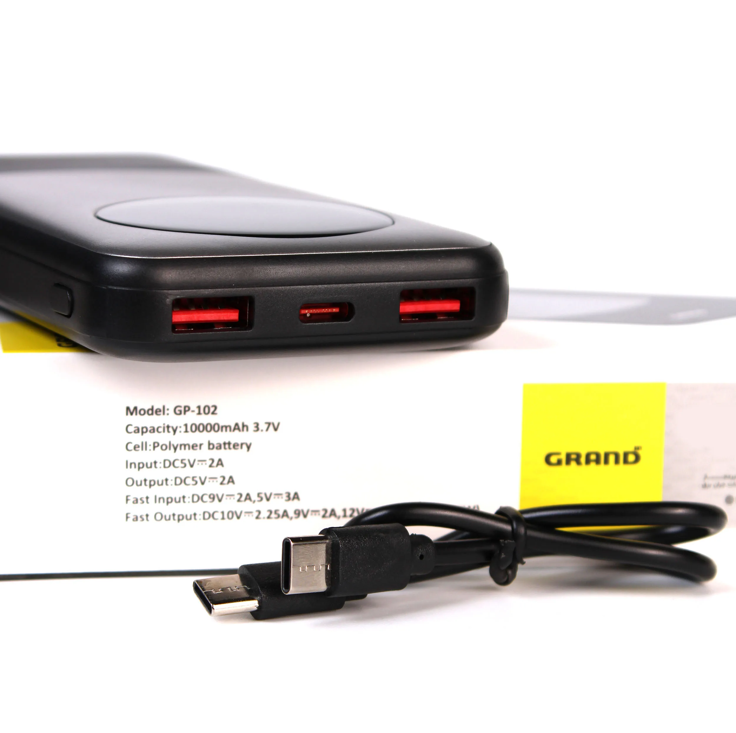 پاوربانک 22.5 وات گرند اسکای مدل GP - 102 ظرفیت 10000 میلیآمپرساعت به همراه کابل USB-C به USB-C