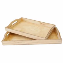 سینی دسته دار مدل چوبی ساده سایز 35*24 سانتی متر مجموعه دو عددی