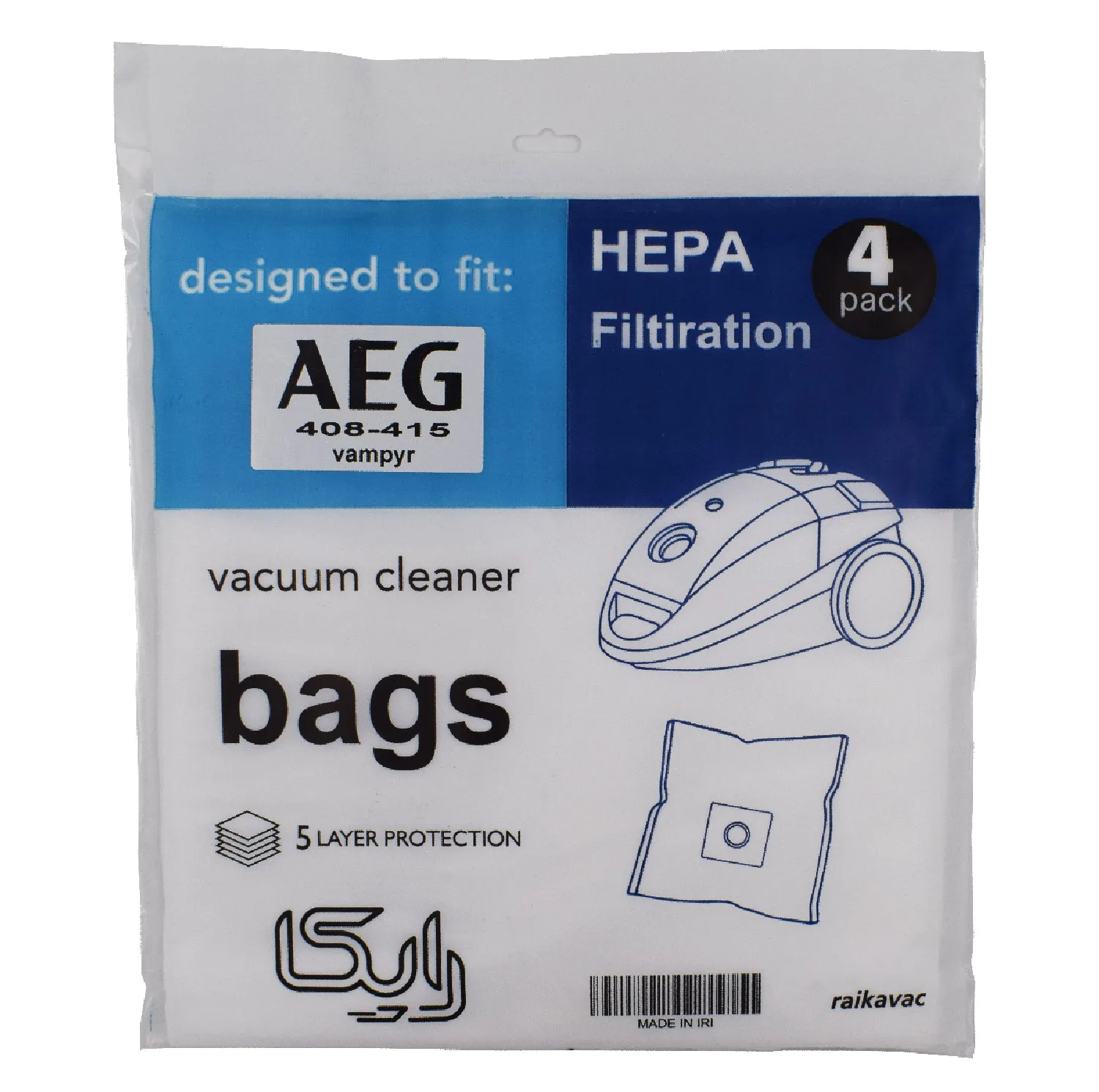 پاکت جاروبرقی هپا رایکا مدل آاگ 408-415 - Vampyr بسته 4 عددی مجموعه 2 عددی