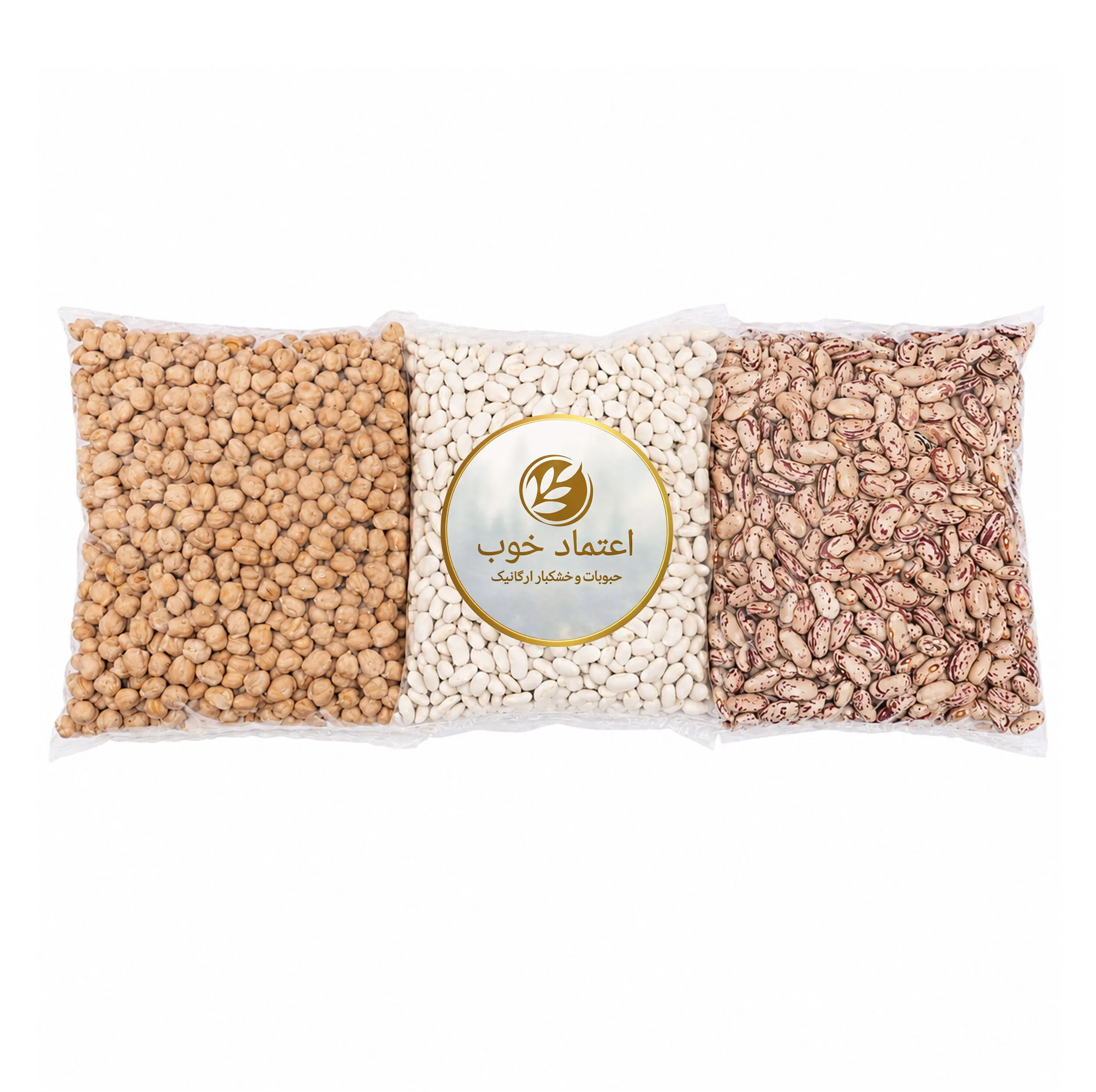لوبیا چیتی و لوبیا سفید و نخود اعتماد خوب - 500 گرم بسته 3 عددی