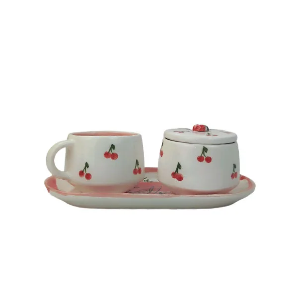 سرویس چای خوری سه پارچه یک نفره مدل گیلاس