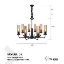 لوستر 8 شعله مدل مدرن Nexura-08