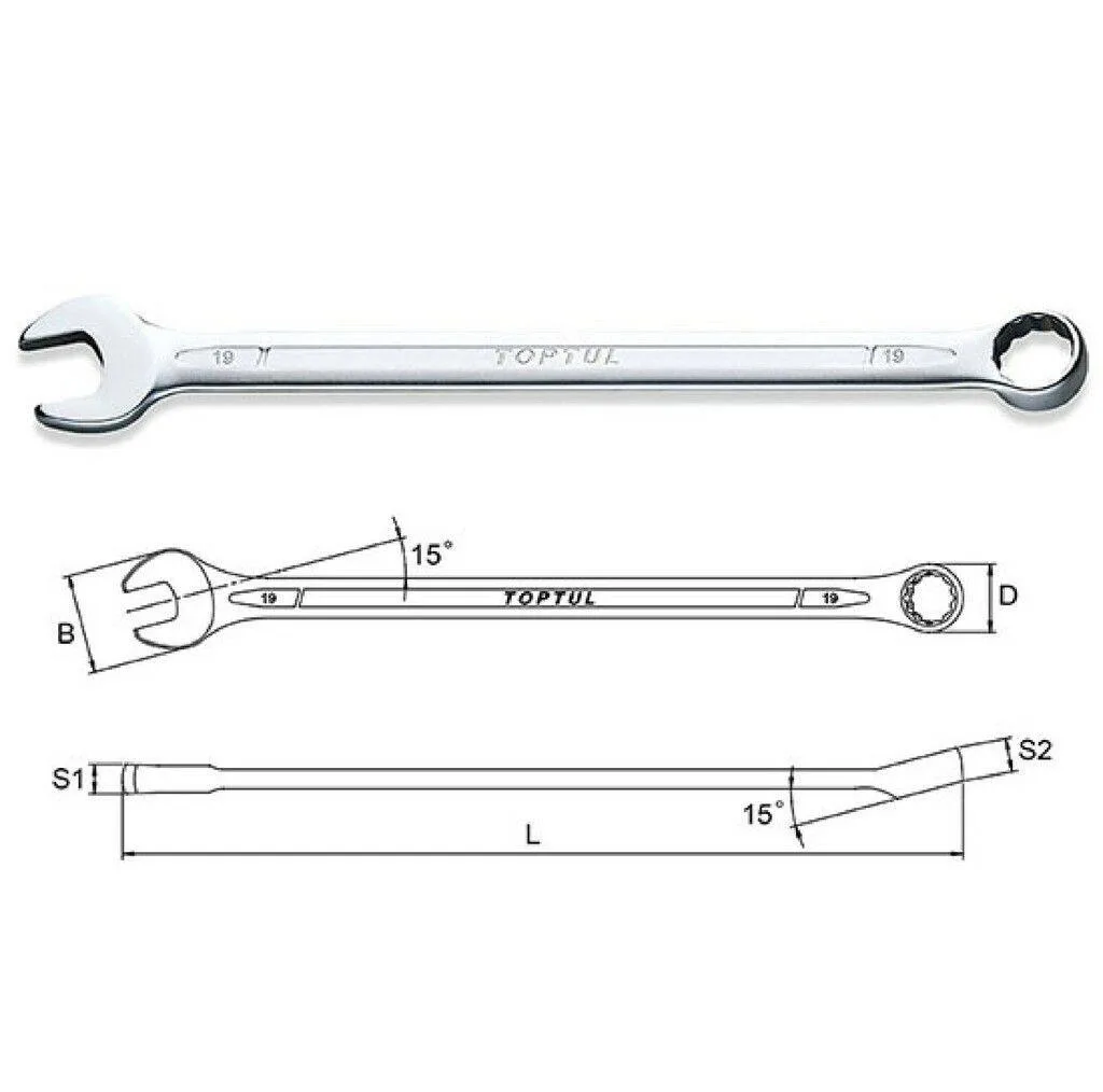 آچار یکسر تخت یکسر رینگی تاپ تول مدل GAAF1008 مجموعه 10عددی