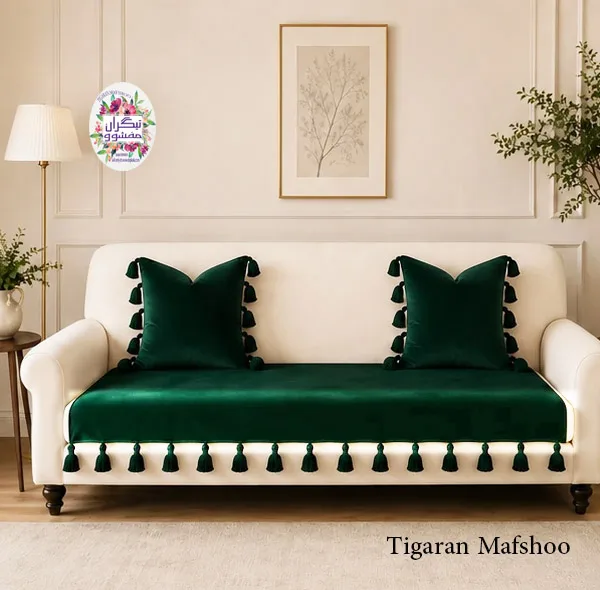 کوسن تیگران مفشوو مدل BIGMNL سایز 38×38 سانتی متر مجموعه 2 عددی به همراه شال مبل