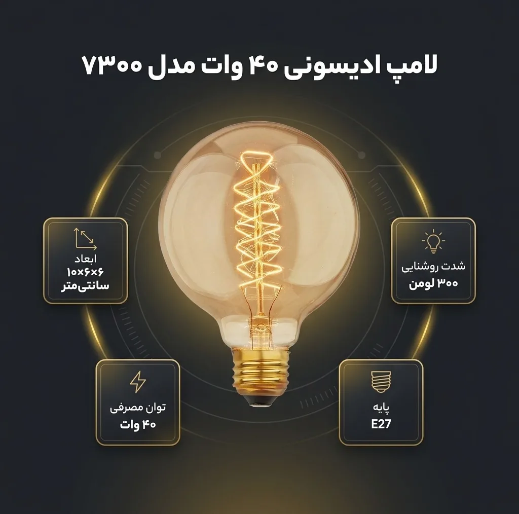 لامپ 40 وات مدل ادیسونی کد 7300 پایه E27
