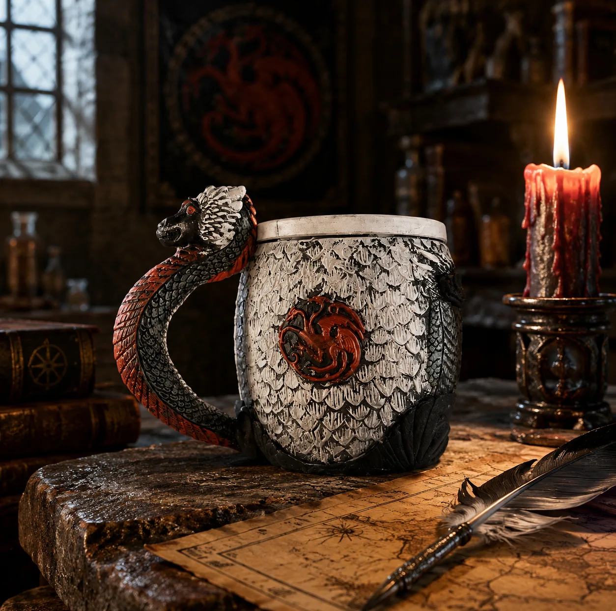 ماگ طرح اژدهای سه سرتارگین مدل آلومینیومی گیم آف ترونز (game of thrones)