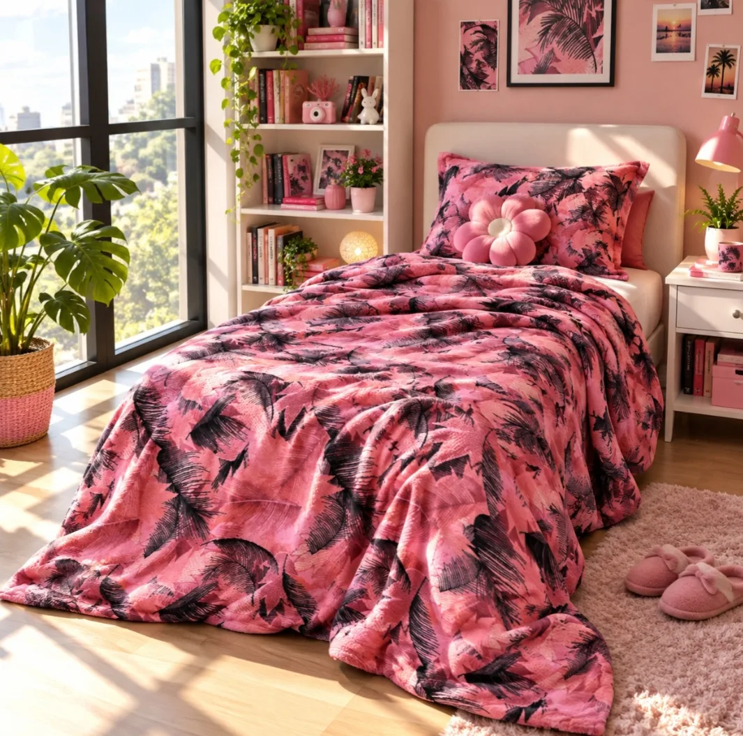 پتو مسافرتی 1 نفره مدل برگ های سوزنی سایز 160×220 سانتیمتر