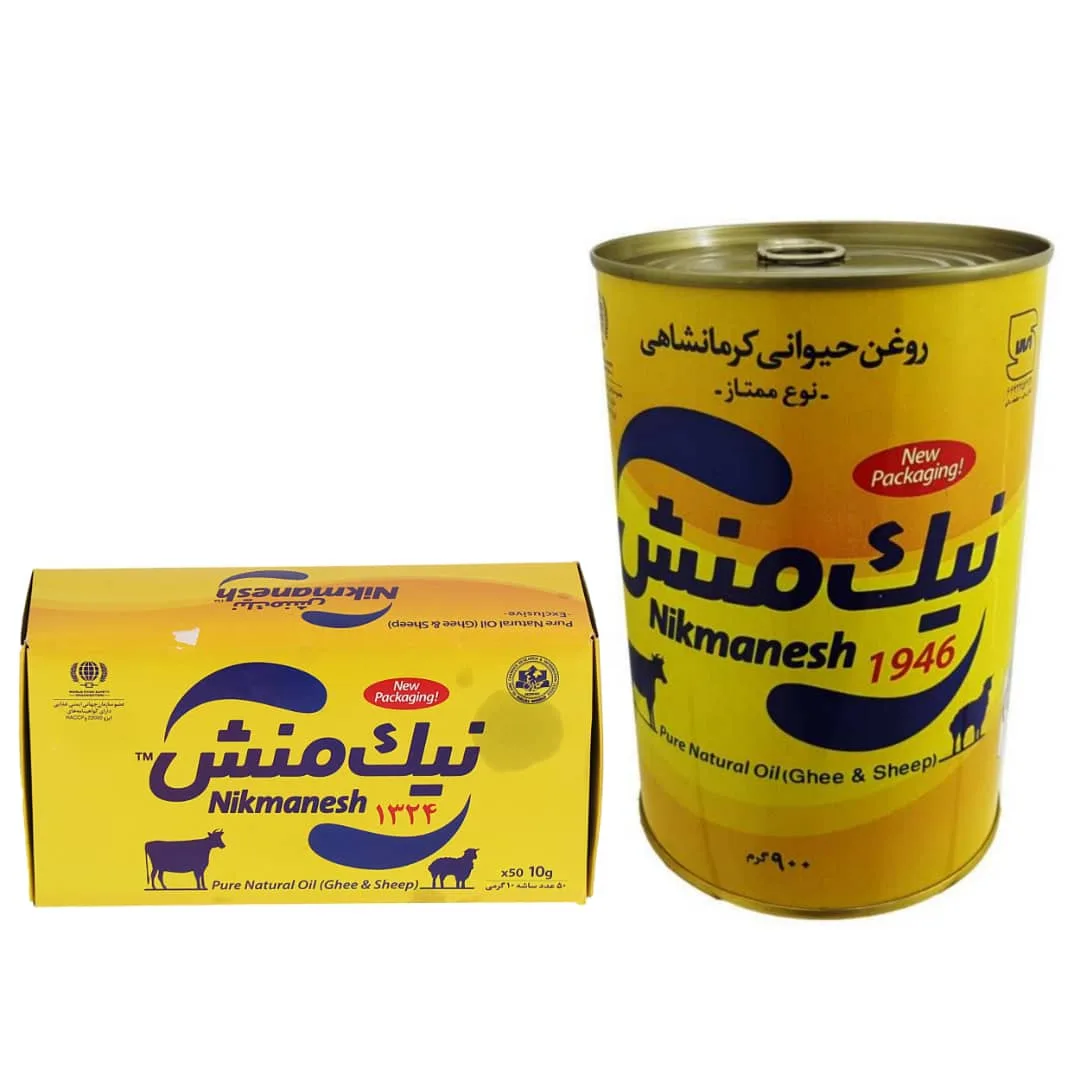 روغن حیوانی کرمانشاهی ممتاز نیک منش - 900 گرم و روغن حیوانی ممتاز نیک منش بسته 50 عددی