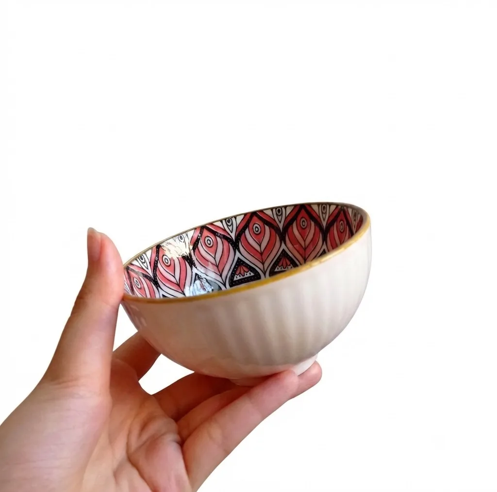پیاله چینی بوهمیا مدل رنگارنگ بسته 4 عددی