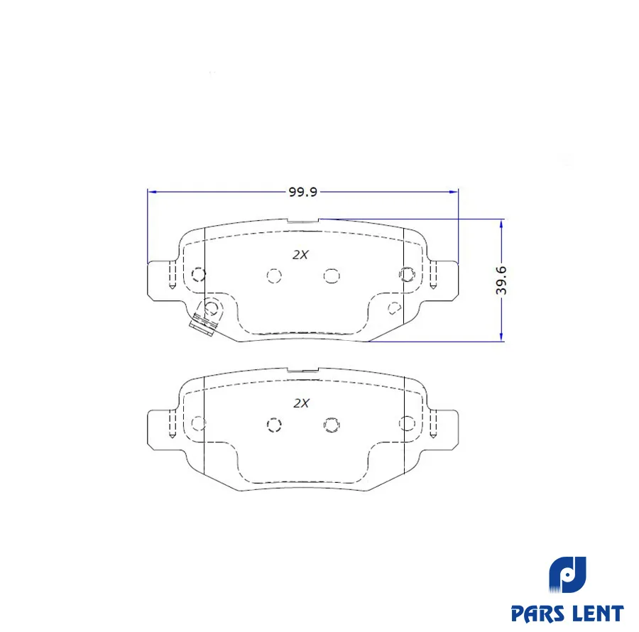 لنت ترمز عقب خودرو لنت پارس کد 4-80164 دو جفت مناسب برای ام وی ام X33S
