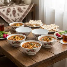 کاسه آبگوشت خوری مدل گل مجموعه 6 عددی