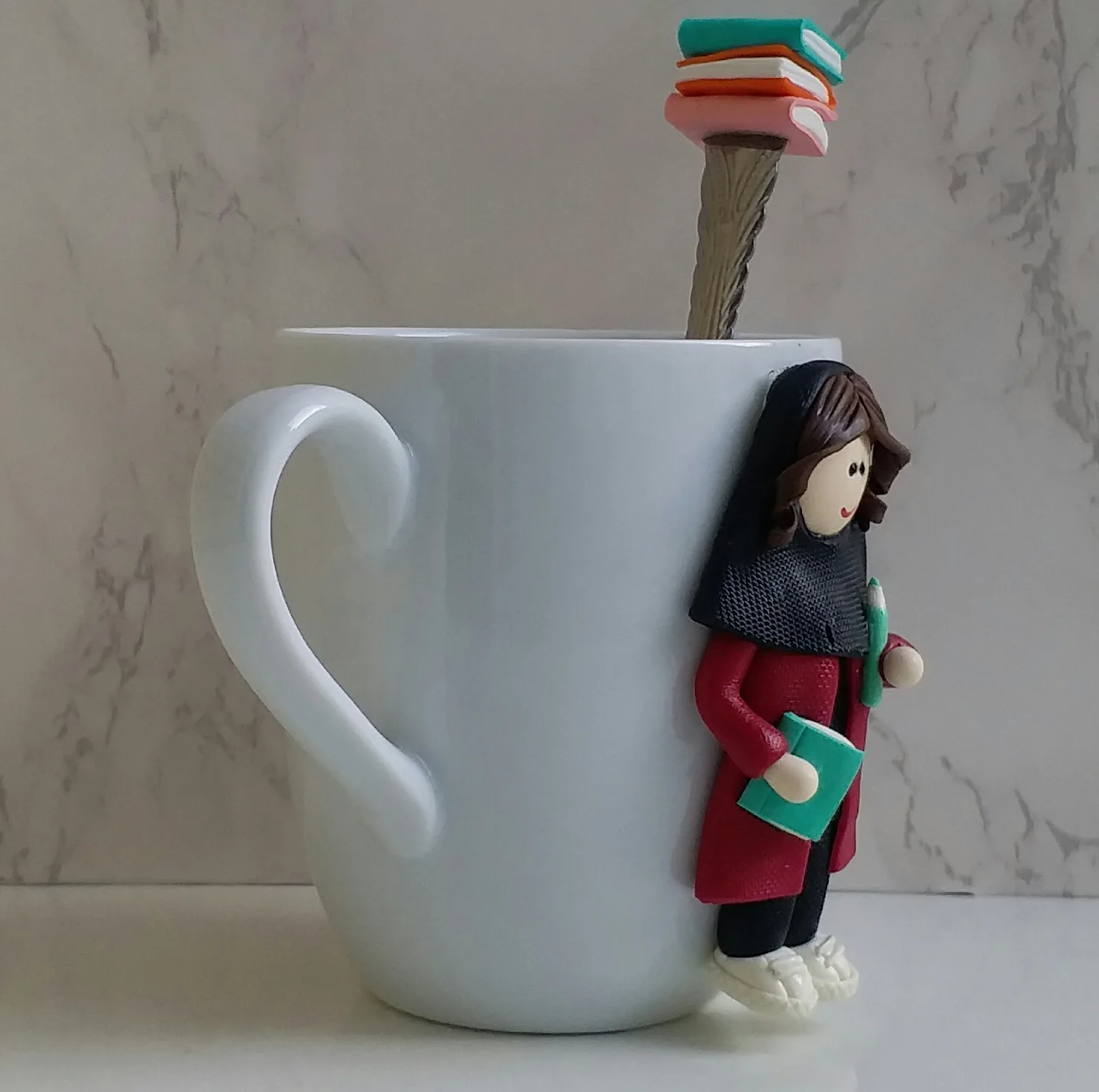 ماگ سرامیکی مدل روز معلم کد L629 به همراه قاشق