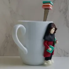 ماگ سرامیکی مدل دختر کد L628 به همراه قاشق