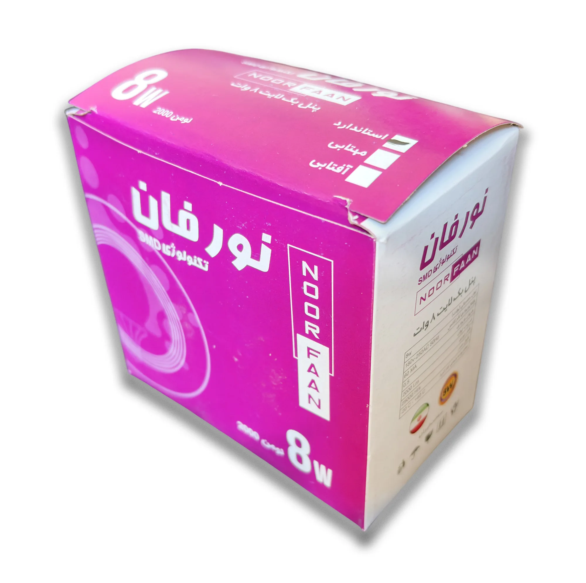 پنل الایدی نورفان مدل بک لایت توان 8 وات بسته 8 عددی