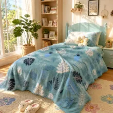 پتو مسافرتی 1 نفره مدل برگ مینیمال سایز 160×220 سانتی‌متر