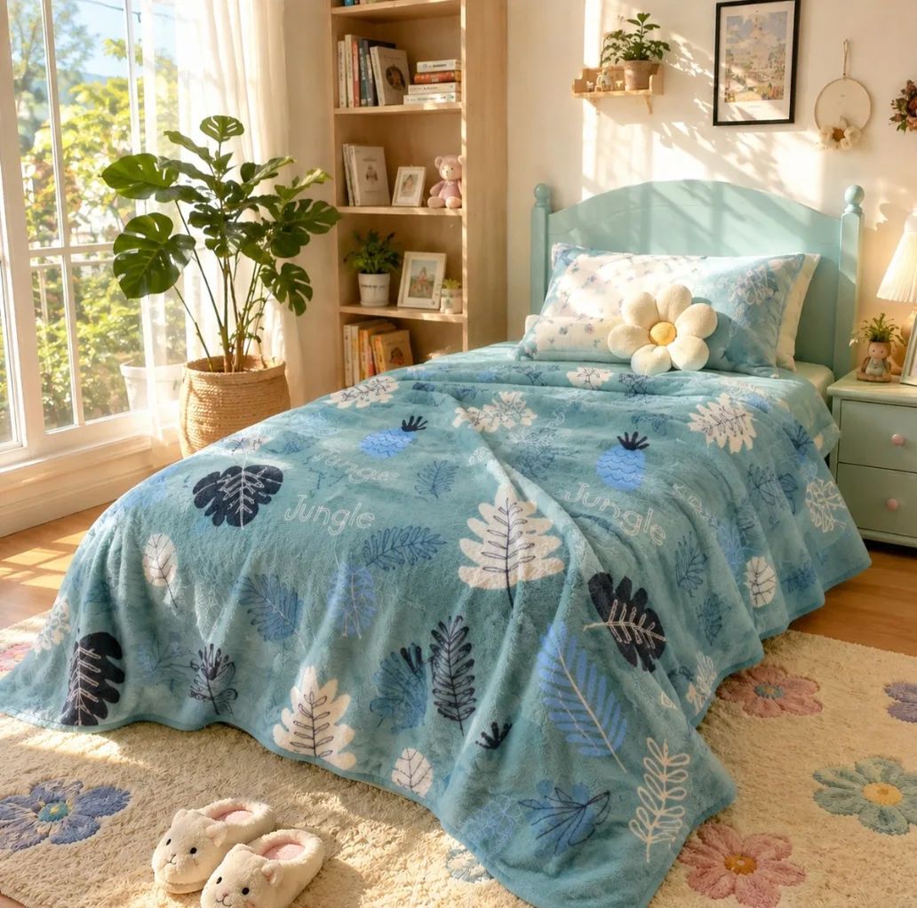 پتو مسافرتی 1 نفره مدل برگ مینیمال سایز 160×220 سانتیمتر
