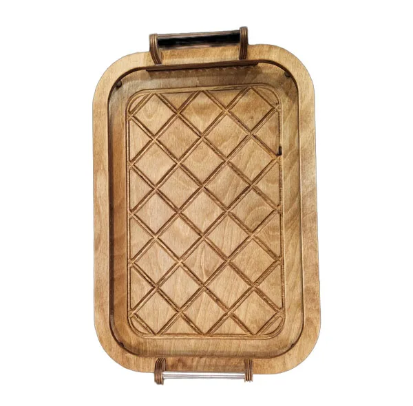 سینی دسته دار مدل چوبی سایز 22*34 سانتی متر