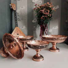 میوه خوری مسی مدل لب چین کد ZH320 بسته 4 عددی