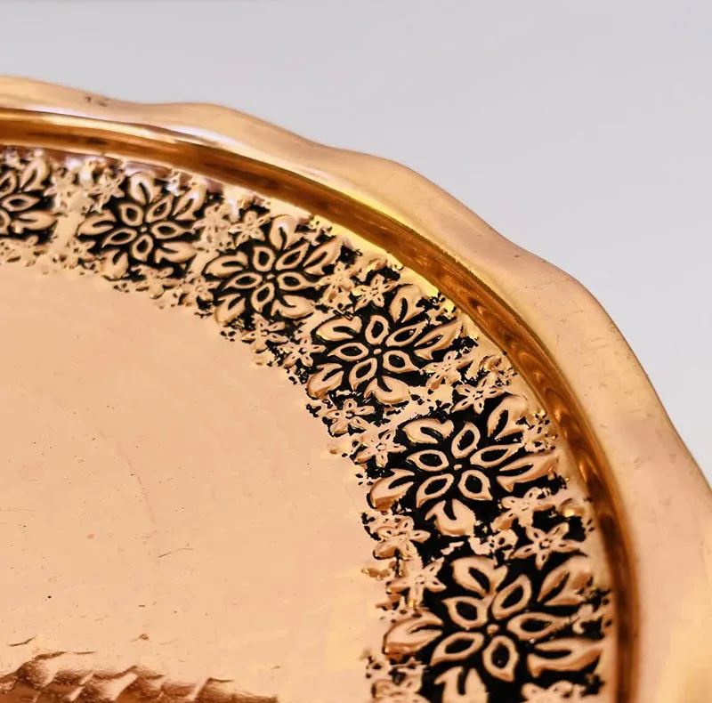 شیرینی خوری مسی مدل قلم زنی کد ZH131.3
