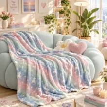پتو مسافرتی 2 نفره مدل شب نما طرح هفت رنگ تکشاخ سایز 220×240 سانتی متر