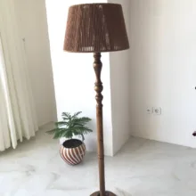 آباژور مدل ایستاده چوبی خراطی مکرومه کد FM-M