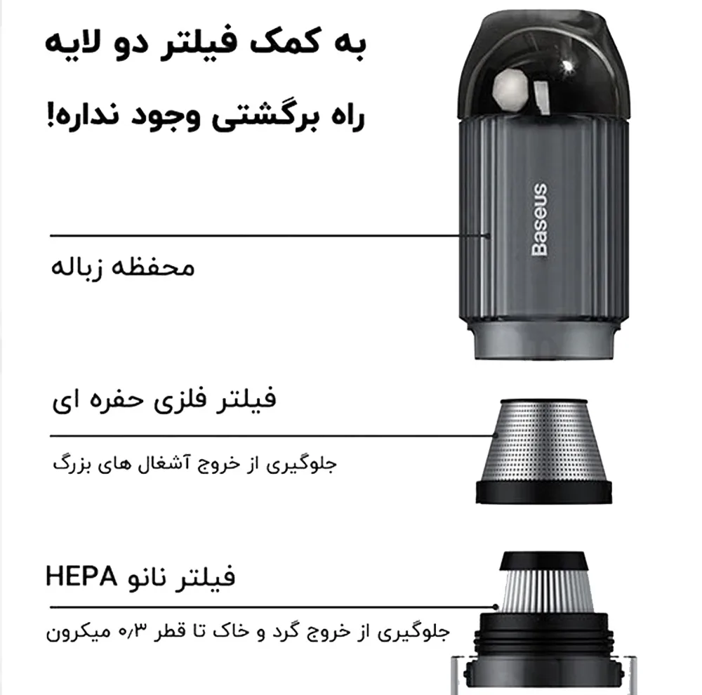 جارو شارژی خودرو باسئوس مدل A3 Car Vacuum Cleaner Lite