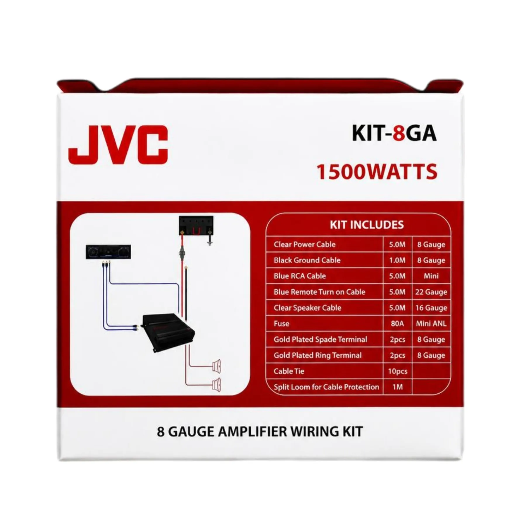 سیم پک کامل 8 گیج جی وی سی مدل KIT-8GA 1500W