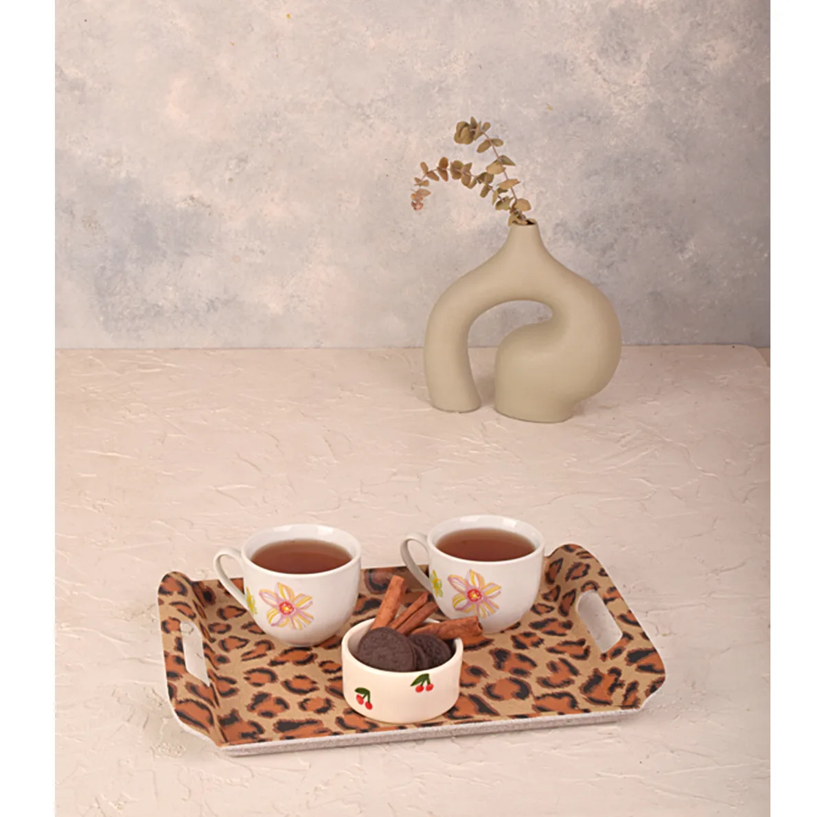 سینی دسته دار مهروز مدل 1006 پلنگی سایز 23×34 سانتی متر