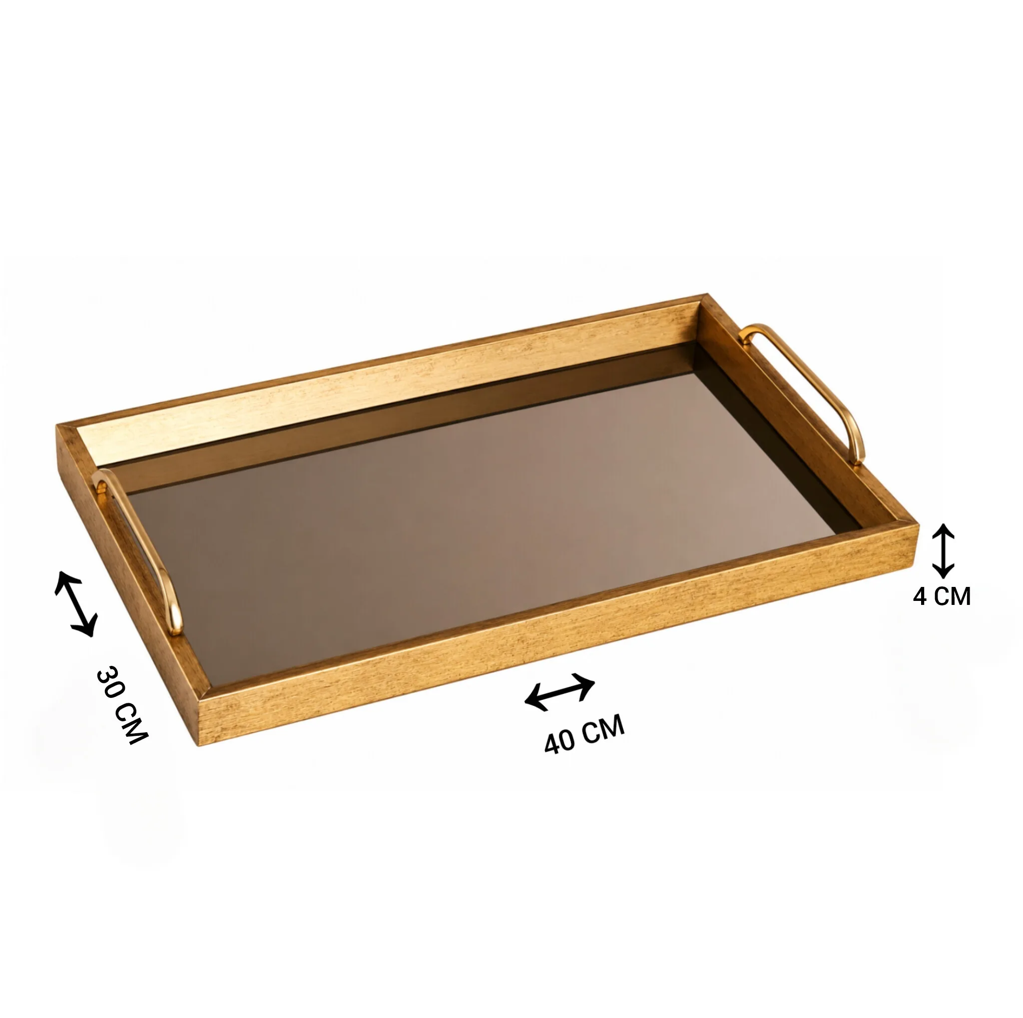 سینی دسته دار مدل کف شیشه ای سایز 40*30 سانتی متر بسته 2 عددی
