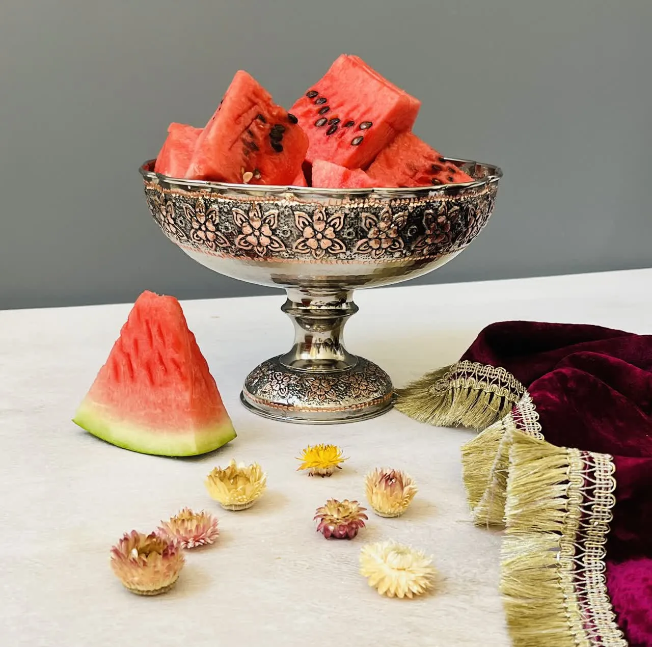 میوه خوری مسی مدل قلم زنی کد ZH320.18