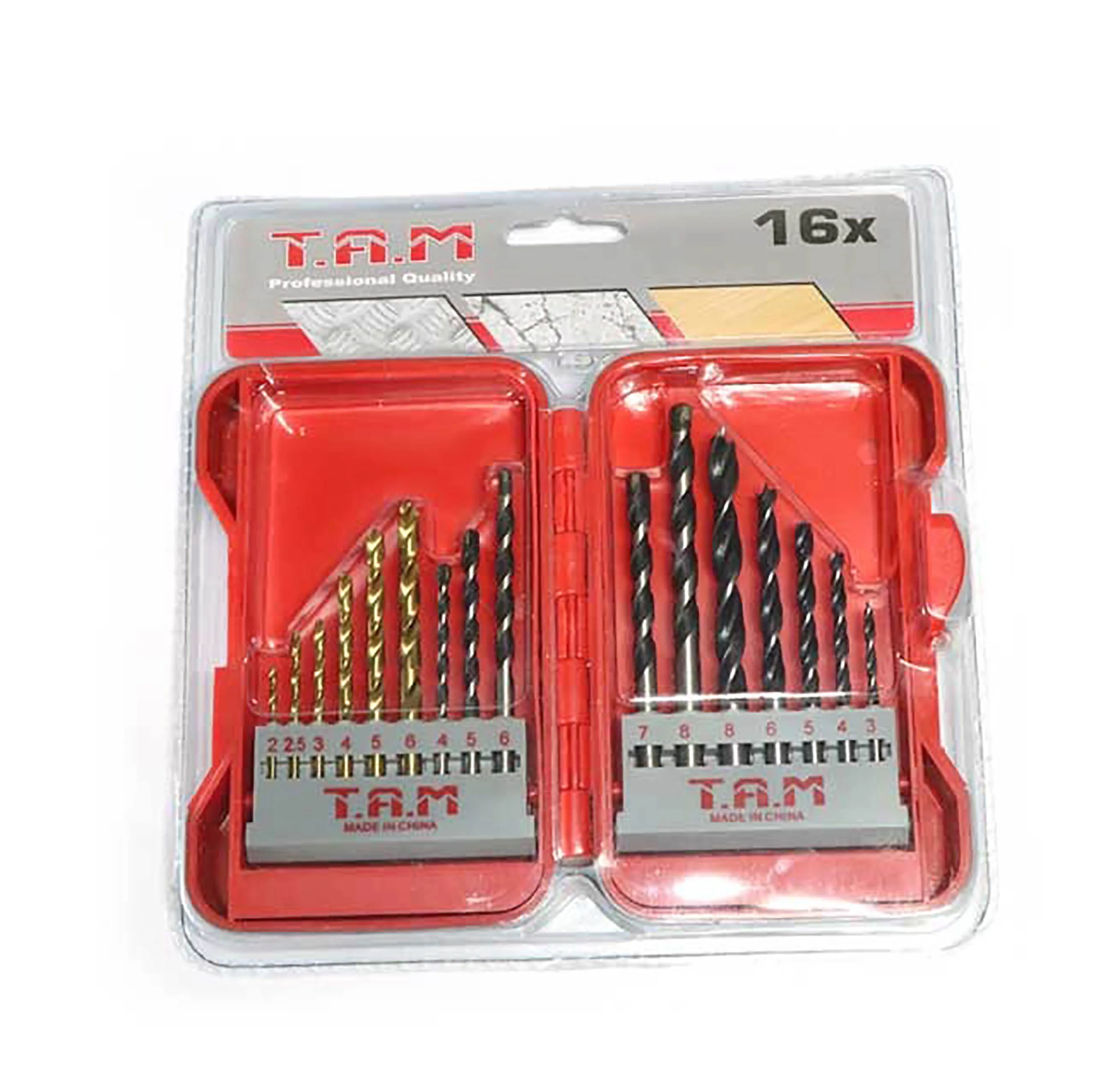 مته چوب و فلز و الماسه تام مدل AJ-W/M/A-123074 مجموعه 16 عددی