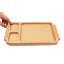 سینی دسته دار مدل چوبی طرح جاشکلاتی دار سایز ۲۴×۳۶ سانتیمتر