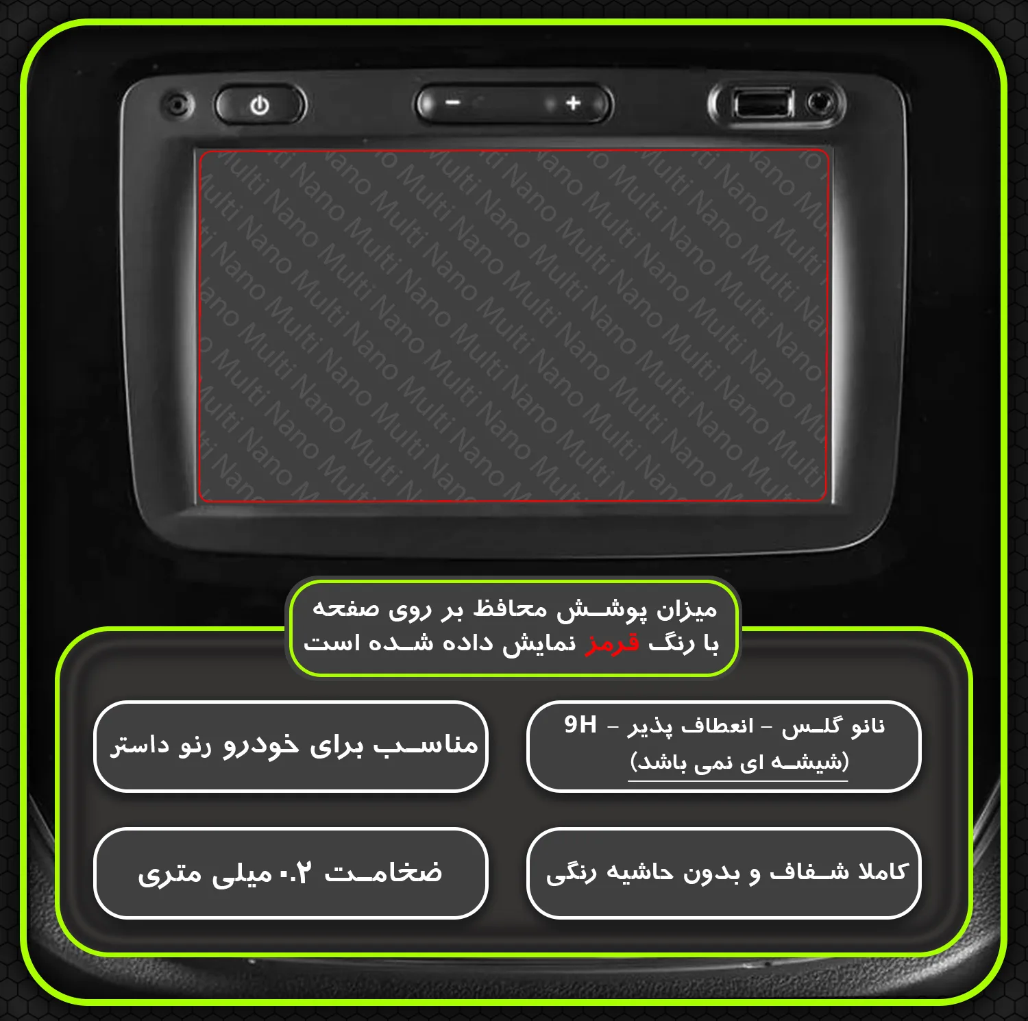 محافظ صفحه نمایش خودرو مولتی نانو مدل X-S2N مناسب برای مانیتور رنو داستر بسته دو عددی