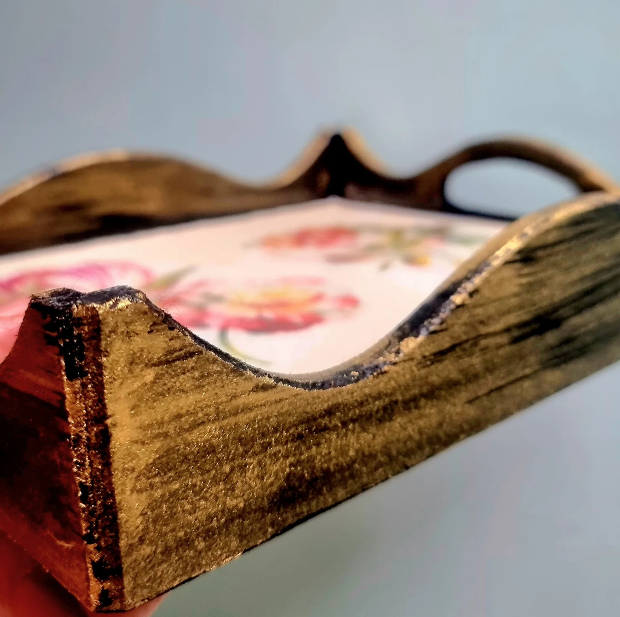 سینی چوبی مدل گل دار