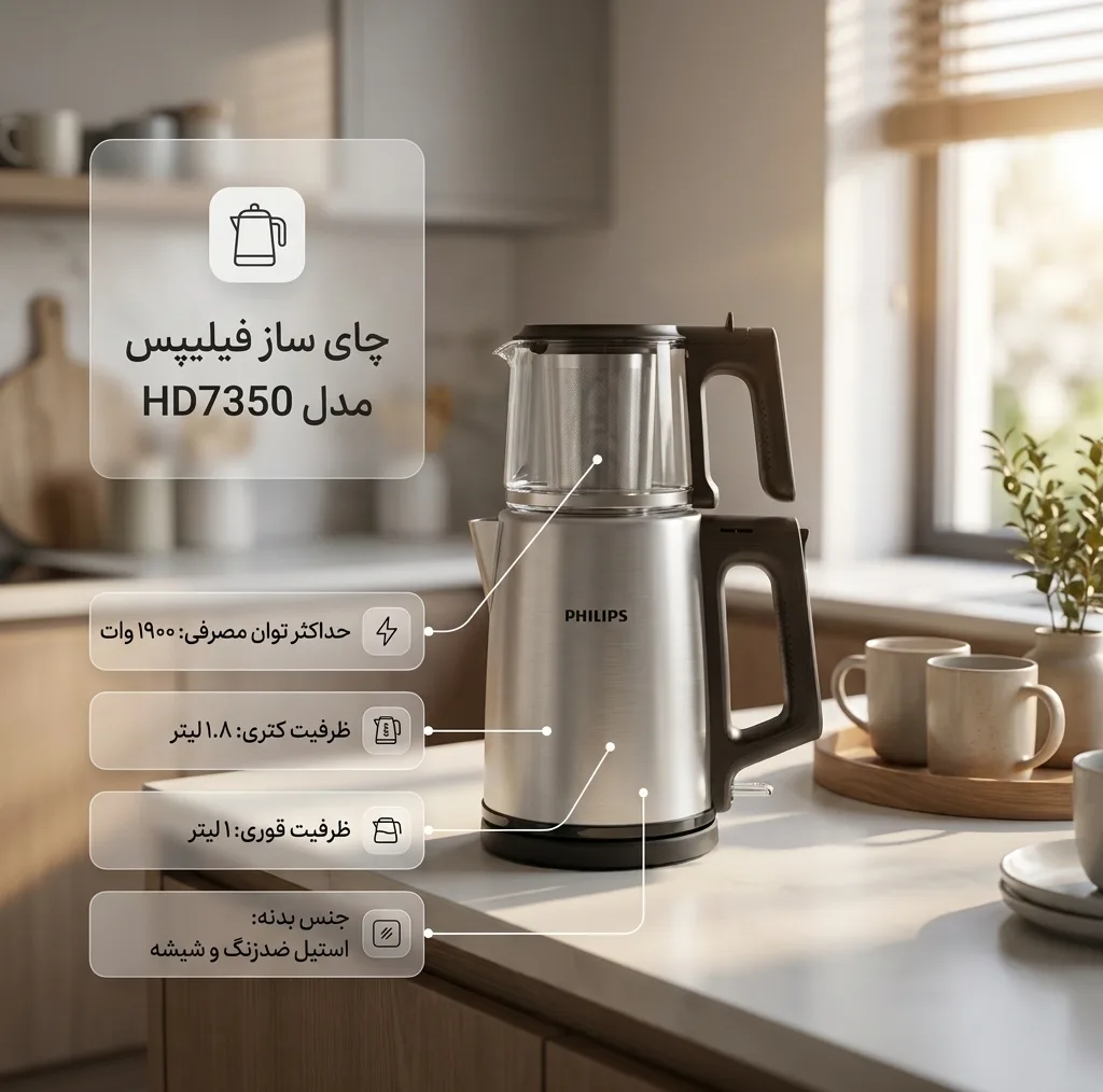 چای‌ساز روی هم فیلیپس مدل HD7350