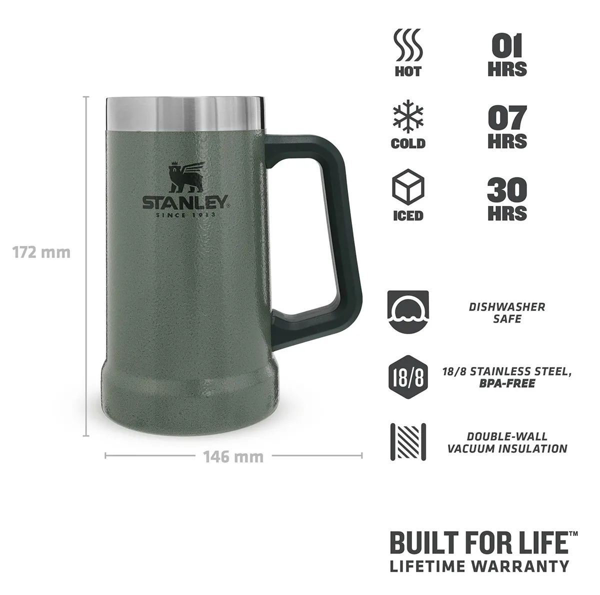 ماگ سفری استنلی مدل BIG GRIP STEIN کد F 2021 گنجایش 0.7 لیتر