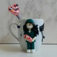 ماگ سرامیکی مدل ماما کد 02001 به همراه قاشق