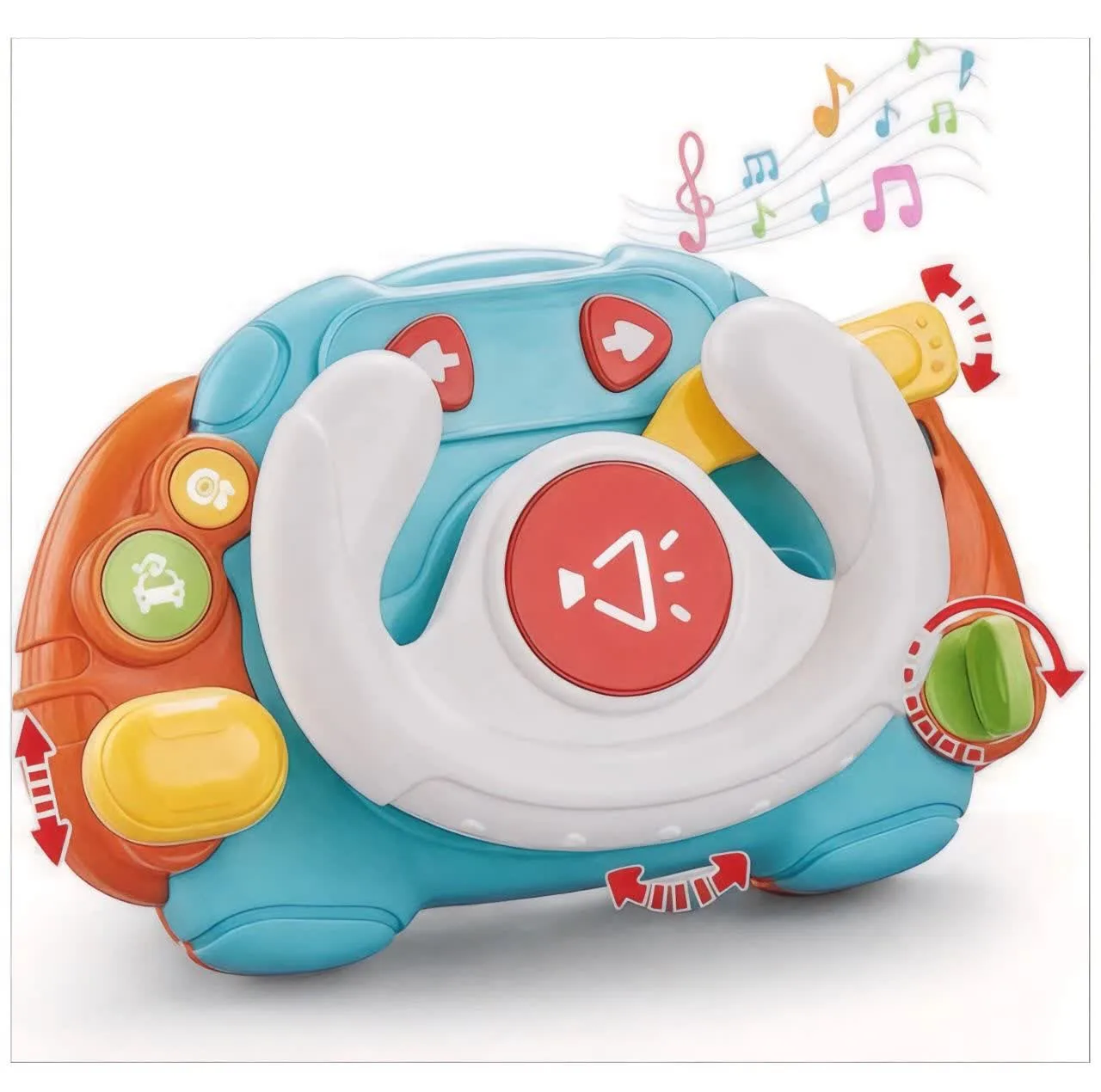 اسباب بازی ناب سل مدل فرمان موزیکال چراغدار بامزه کد BABY TOY STEERING WHEEL همراه با صدای استارت ماشین