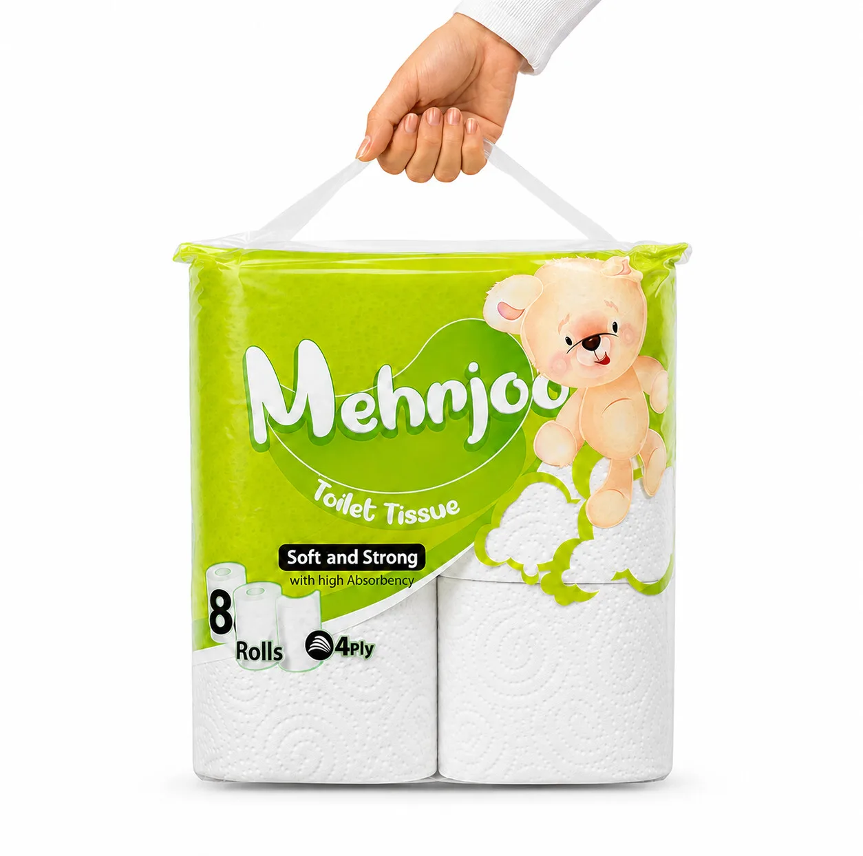 دستمال توالت 4 لایه مهرجو مدل D8 بسته 8 عددی