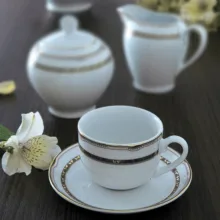ست فنجان و نعلبکی 12 پارچه چینی زرین ایران مدل ایتالیا اف 8 پرشیا سرمه ای درجه یک