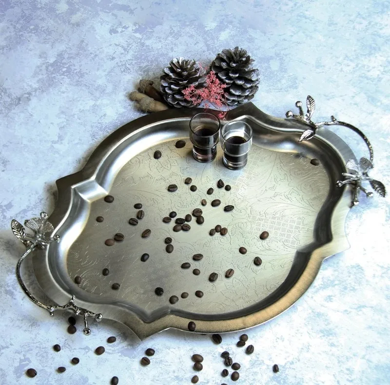 سینی دسته دار سالی نو مدل پروانه کد 608485 مجموعه دو عددی