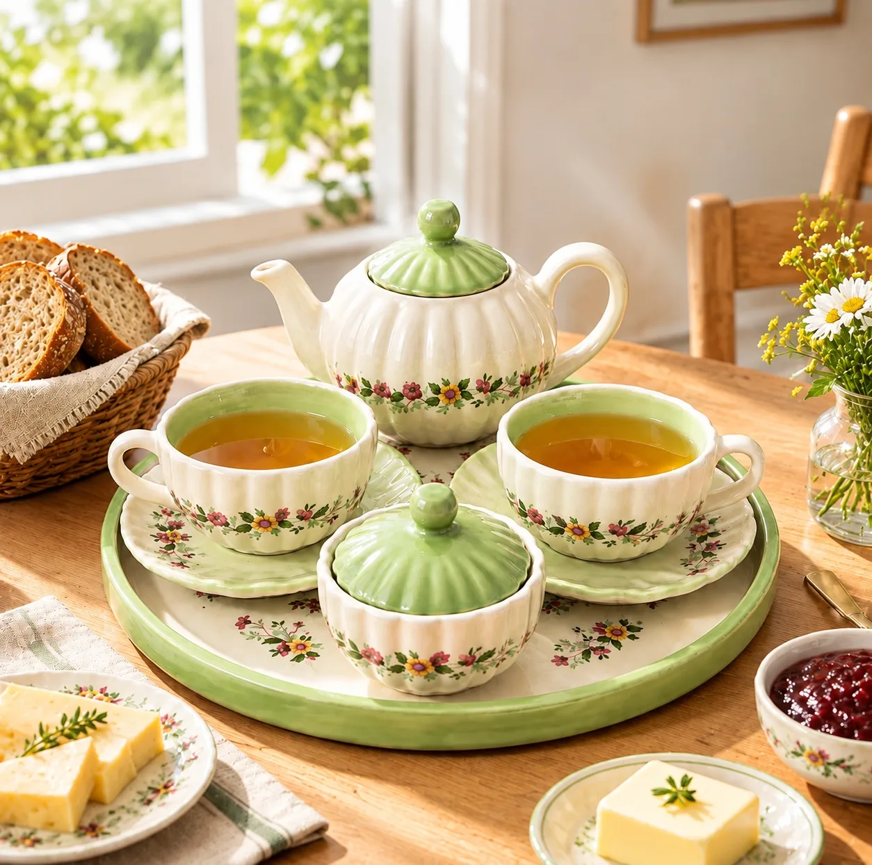 سرویس چای خوری ۷ پارچه ۲ نفره مدل روژان کد 101