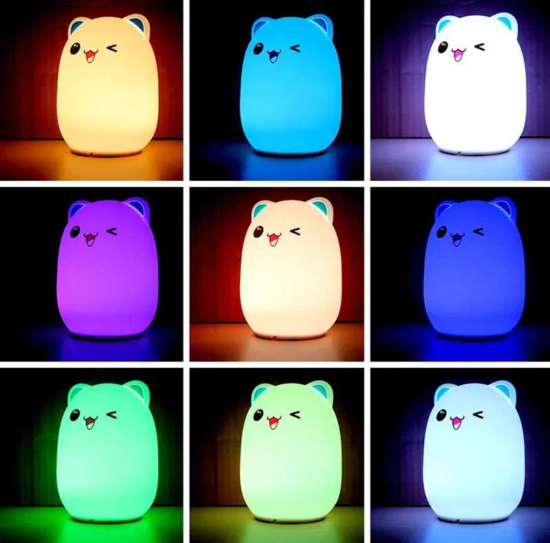 چراغ خواب کودک ناب سل مدل خرس کوچولو شارژی سیلیکونی BUD BEAR SILICONE LAMP