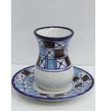 فنجان و نعلبکی چینی میبدمروارید مدل شطرنجی بسته 3 عددی
